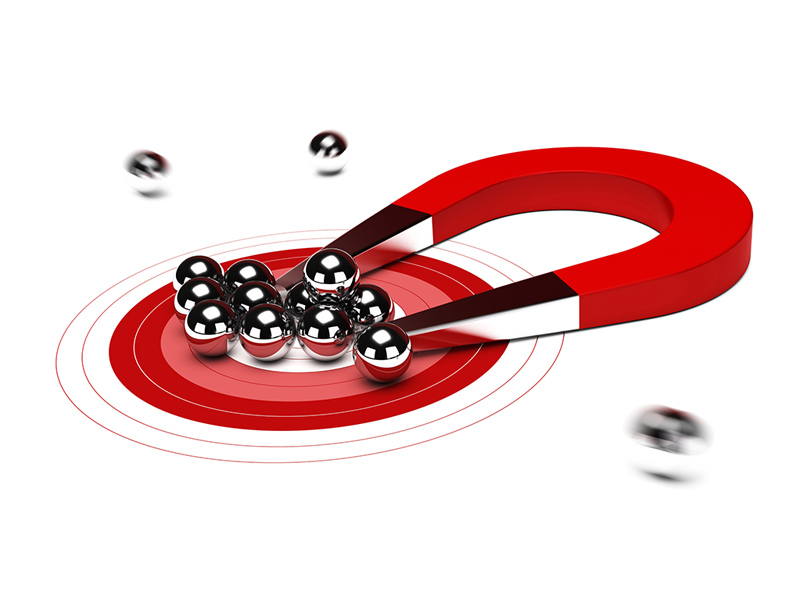 Picture of magnet attracting steel balls