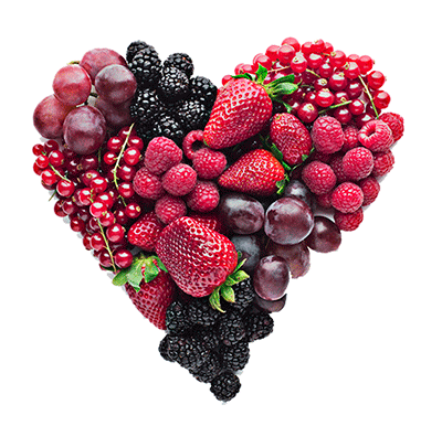 Picture of heart made of fruit