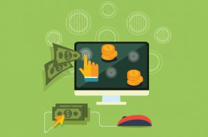 illustration of money coming out of a computer